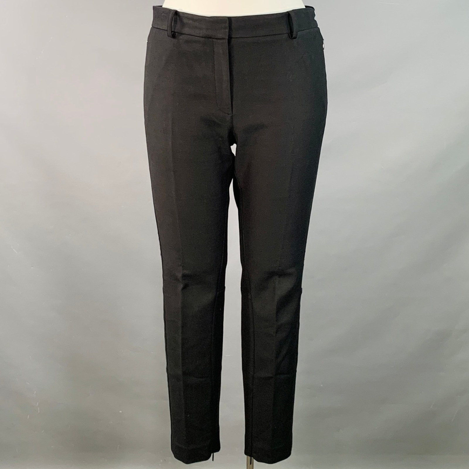 The Row Size 12 Black Cotton Blend Twill Ankle Zips Tapered Dress Pants